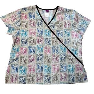 The Wonderful World of Disney Tinkerbell Scrub Top Women’s Size XL